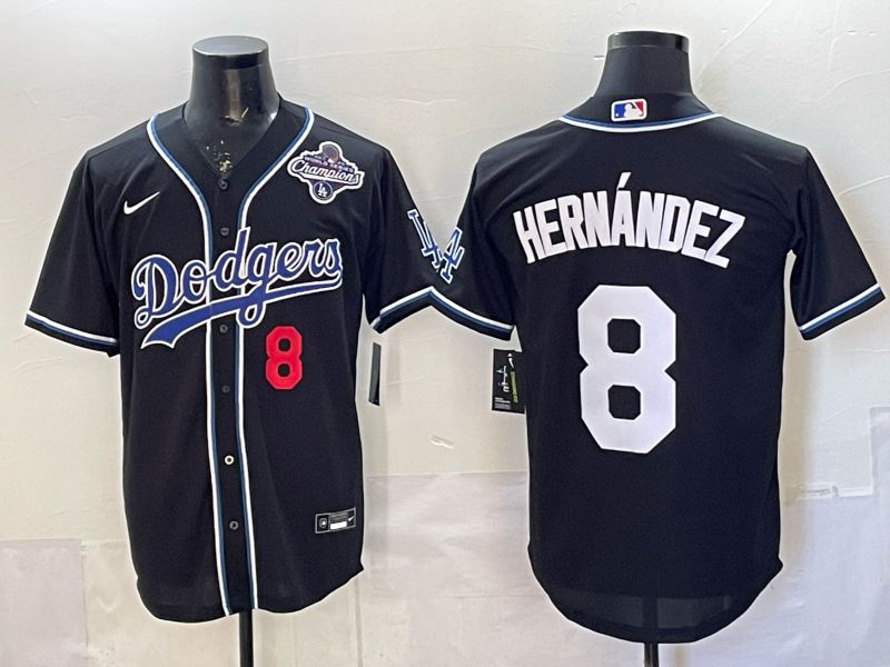 Men 2026 Nike Los Angeles Dodgers #8 Hernandez Black Game MLB Jersey 08